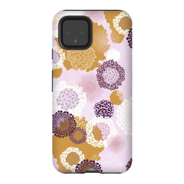 Pixel 4 StrongFit Doily Flowers on Pink by Paula Ohreen