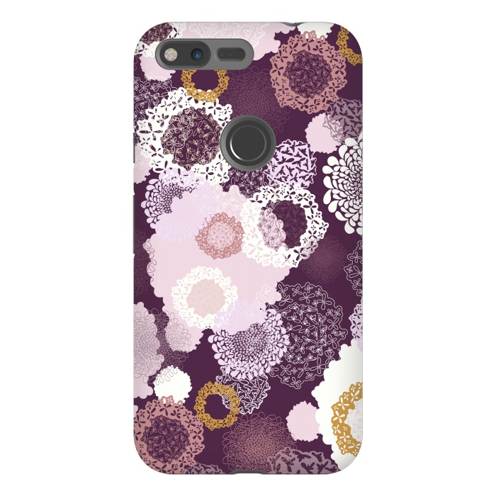 Pixel XL StrongFit Doily Flowers on Purple by Paula Ohreen