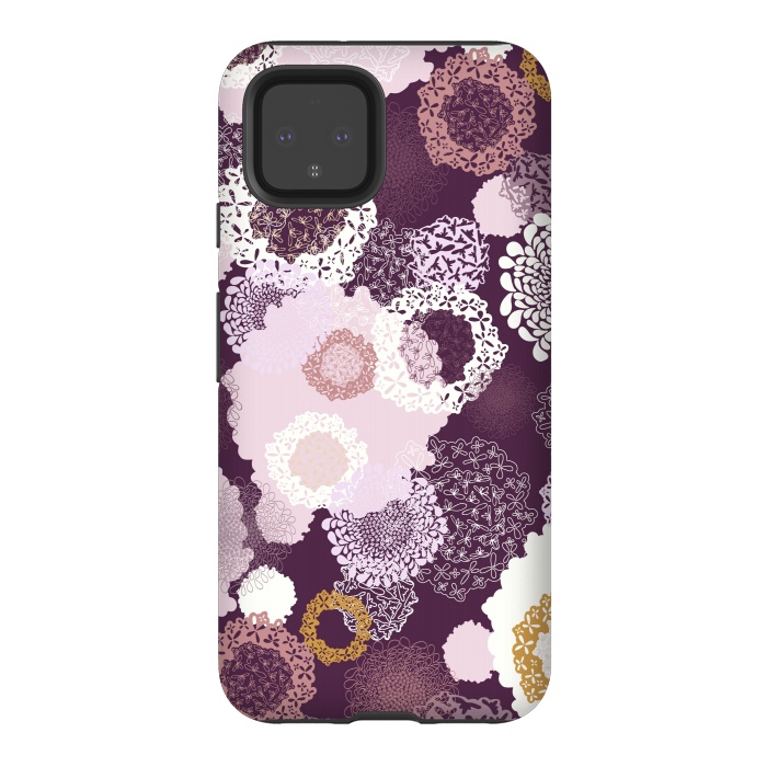 Pixel 4 StrongFit Doily Flowers on Purple by Paula Ohreen