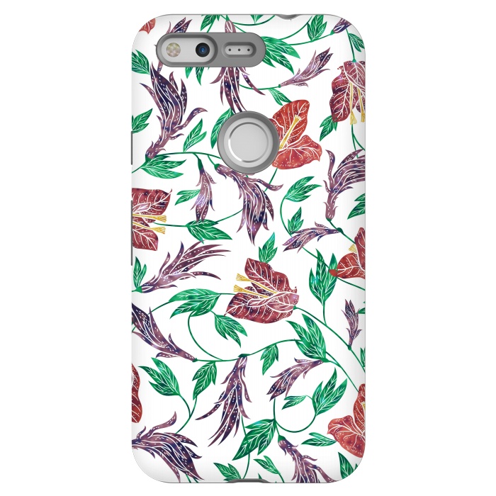 Pixel StrongFit Tropical Flowers Pattern by Dushan Medich