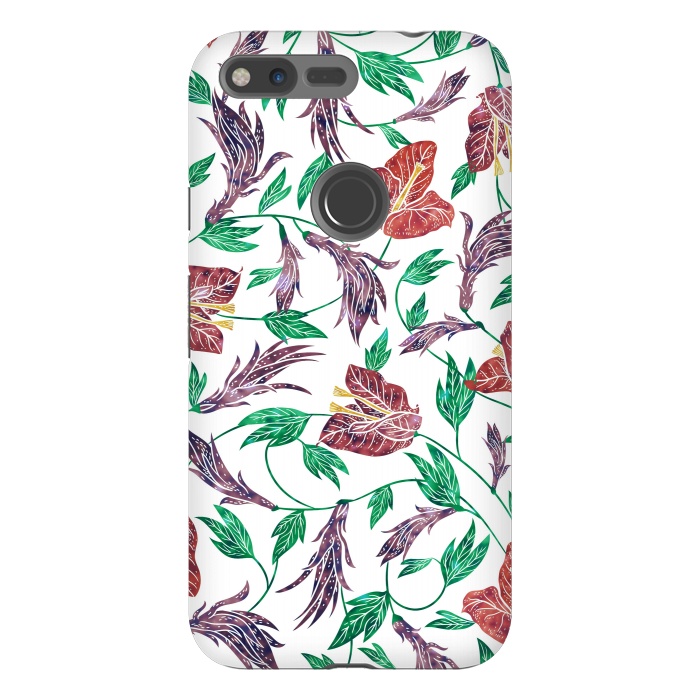 Pixel XL StrongFit Tropical Flowers Pattern by Dushan Medich