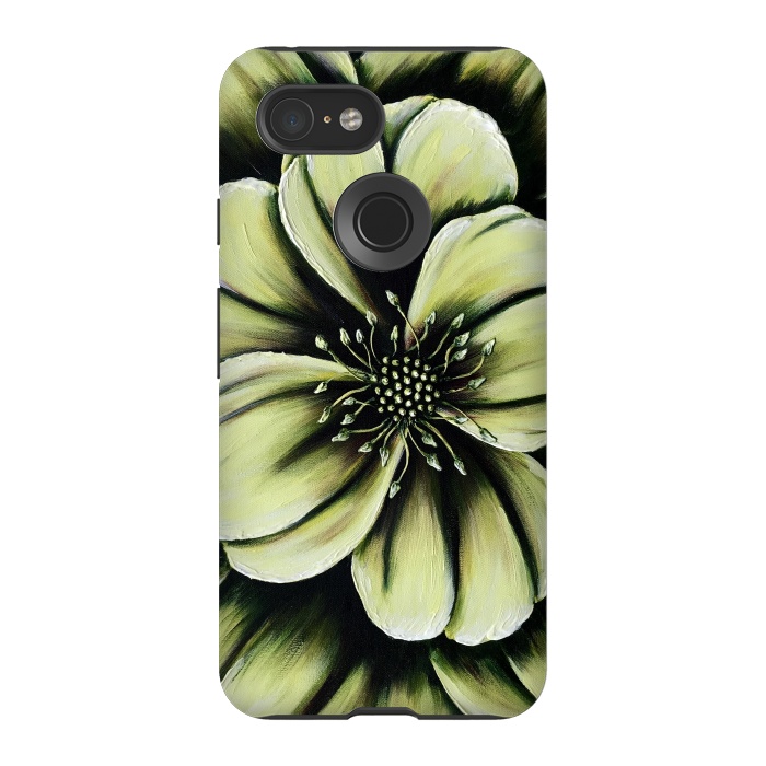 Pixel 3 StrongFit Green Flower by Denise Cassidy Wood