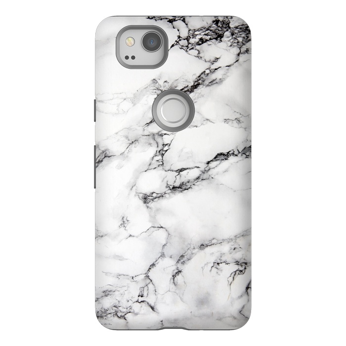 Pixel 2 StrongFit White Marble Stone Print by Dushan Medich