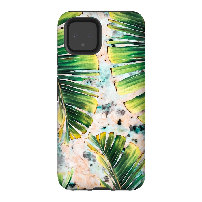 Pixel 4 StrongFit Palm leaf on marble 01 by Mmartabc