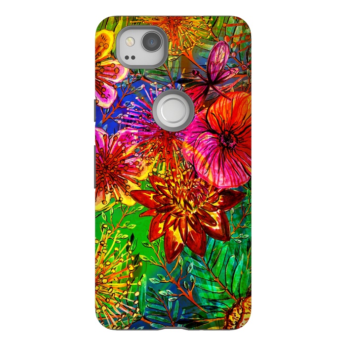 Pixel 2 StrongFit Colorful Flower Jungle by  Utart