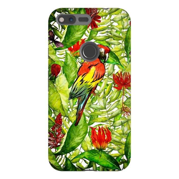 Pixel XL StrongFit Aloha Parrot and Flower Jungle by  Utart