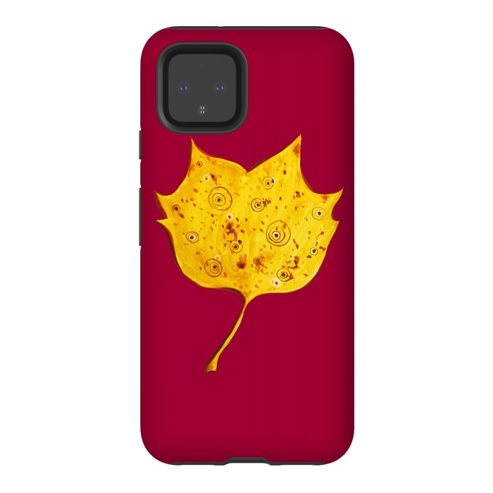 Pixel 4 StrongFit Fancy Yellow Autumn Leaf by Boriana Giormova