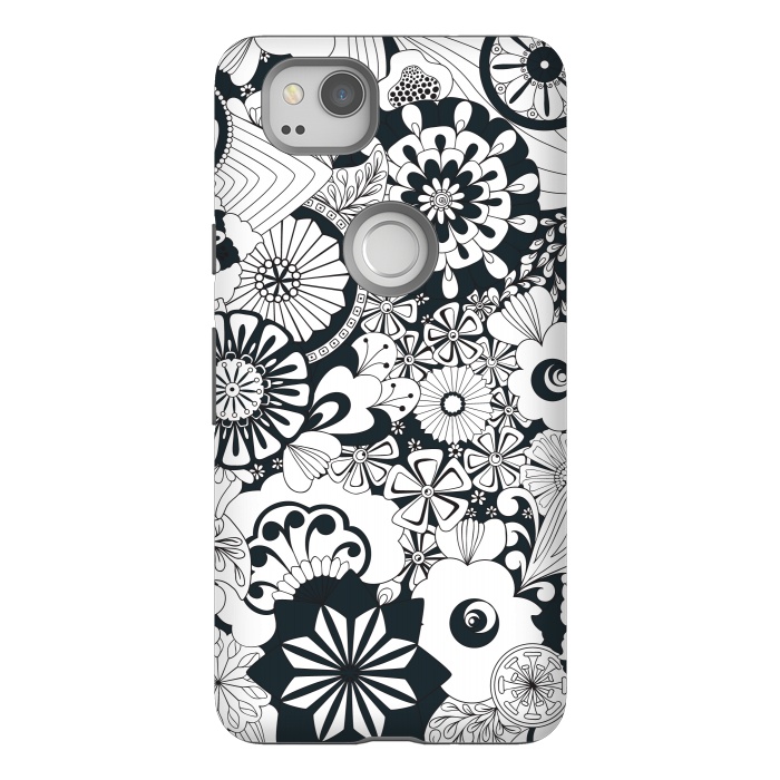 Pixel 2 StrongFit 70s Flowers - Navy and White by Paula Ohreen