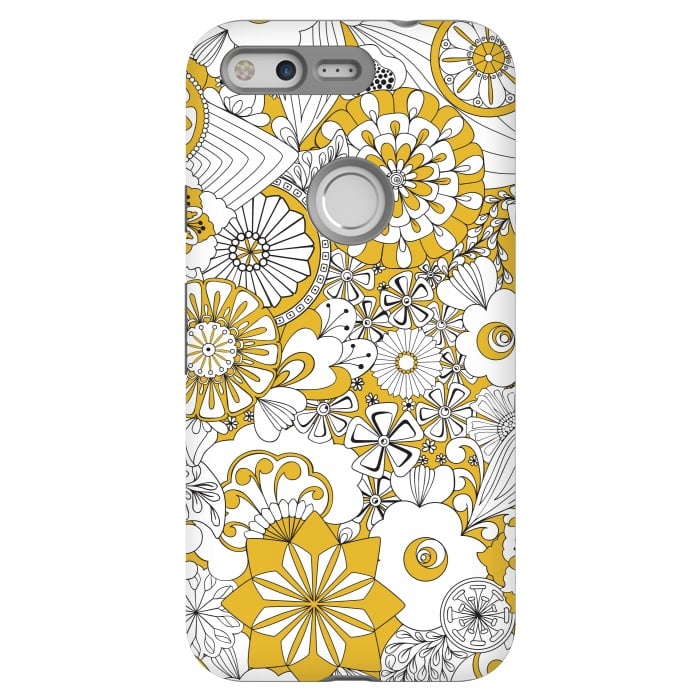 Pixel StrongFit 70s Flowers - Yellow and White by Paula Ohreen