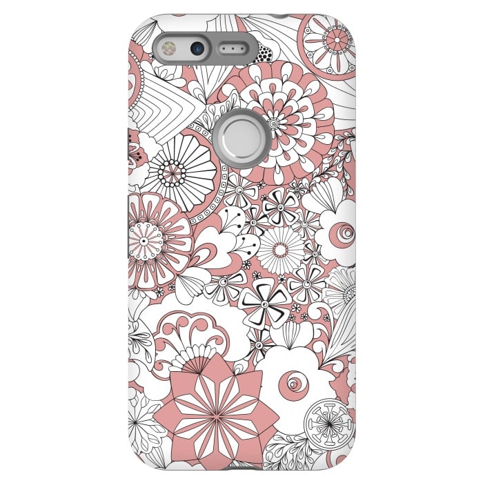 Pixel StrongFit 70s Flowers - Pink and White by Paula Ohreen
