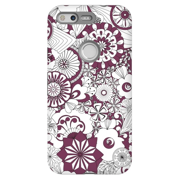 Pixel StrongFit 70s Flowers - Purple and White by Paula Ohreen