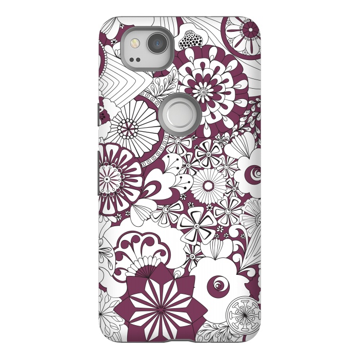 Pixel 2 StrongFit 70s Flowers - Purple and White by Paula Ohreen