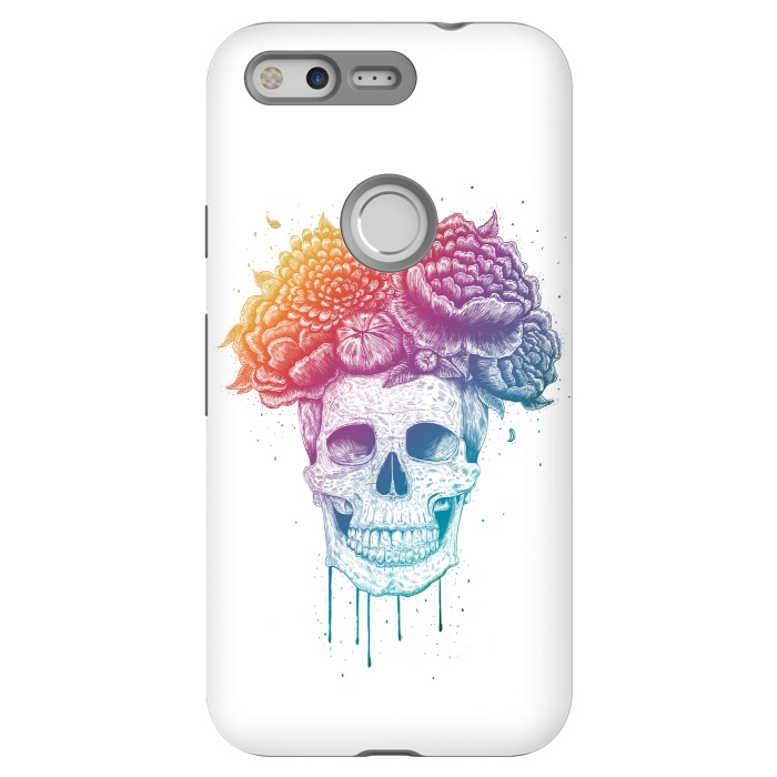 Pixel StrongFit Colorful skull with flowers by kodamorkovkart