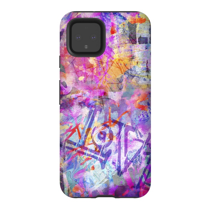 Pixel 4 StrongFit Pink Grunge Graffiti Wall by Andrea Haase