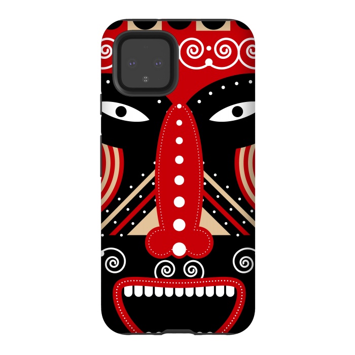 Pixel 4 StrongFit red ritual tribal mask by TMSarts