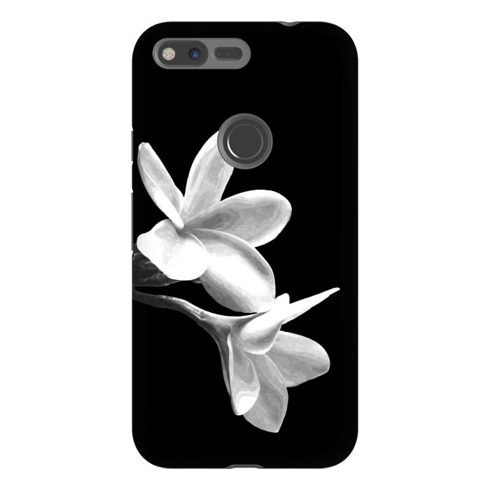 Pixel XL StrongFit White Flowers Black Background by Alemi