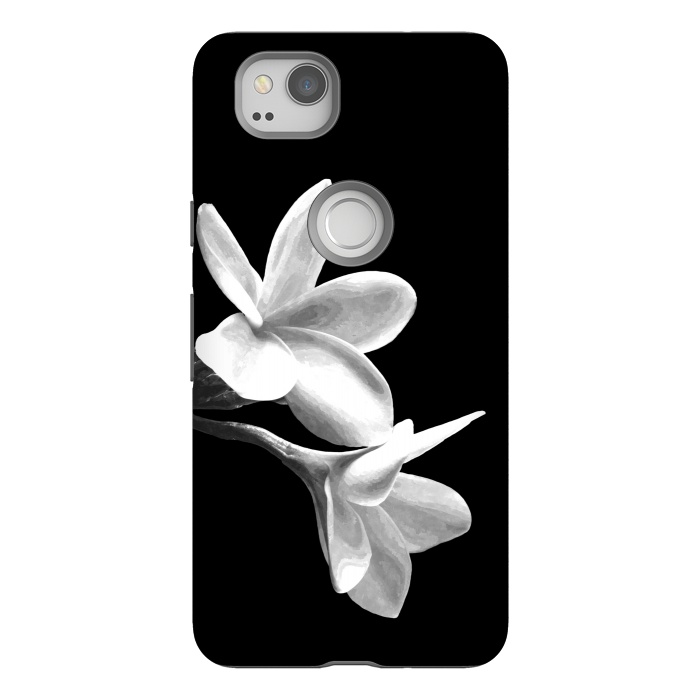 Pixel 2 StrongFit White Flowers Black Background by Alemi
