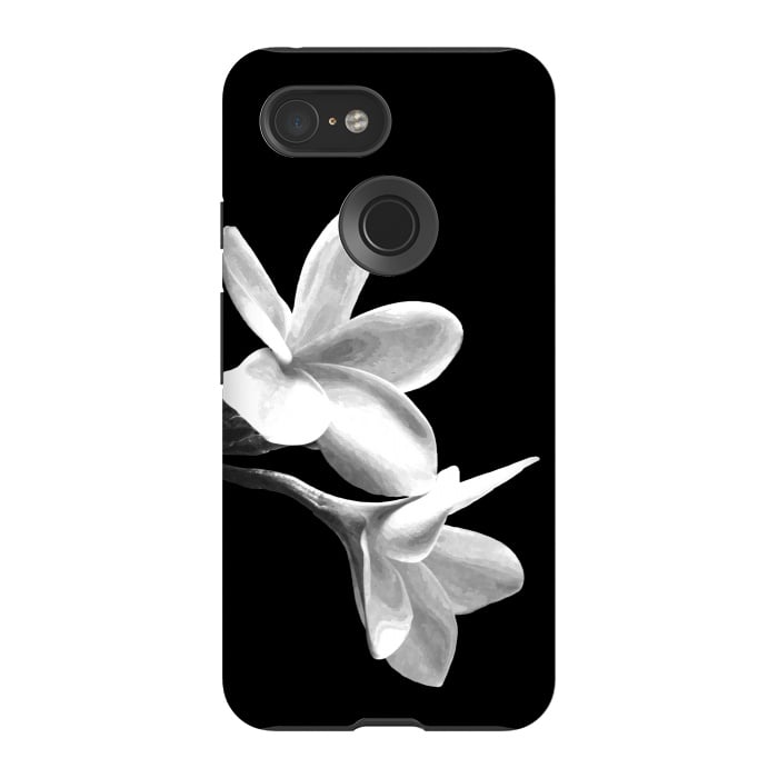 Pixel 3 StrongFit White Flowers Black Background by Alemi
