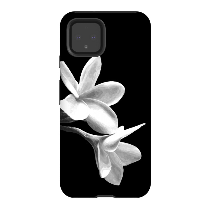 Pixel 4 StrongFit White Flowers Black Background by Alemi