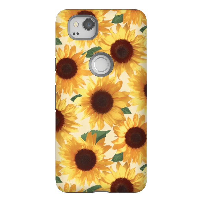 Pixel 2 StrongFit Happy Yellow Sunflowers by Micklyn Le Feuvre