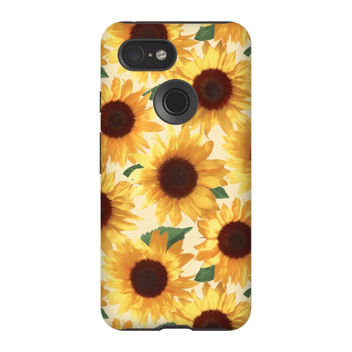 Pixel 3 StrongFit Happy Yellow Sunflowers by Micklyn Le Feuvre