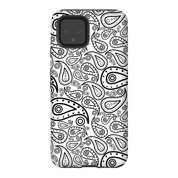 Pixel 4 StrongFit black and white paisley by TMSarts