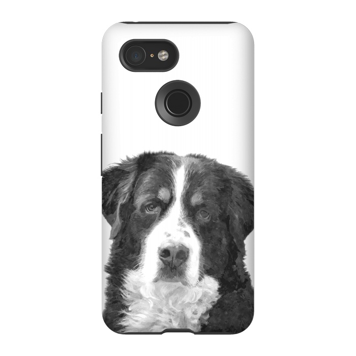 Pixel 3 StrongFit Black and White Bernese Mountain by Alemi