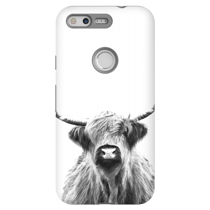 Pixel StrongFit Black and White Highland Cow by Alemi