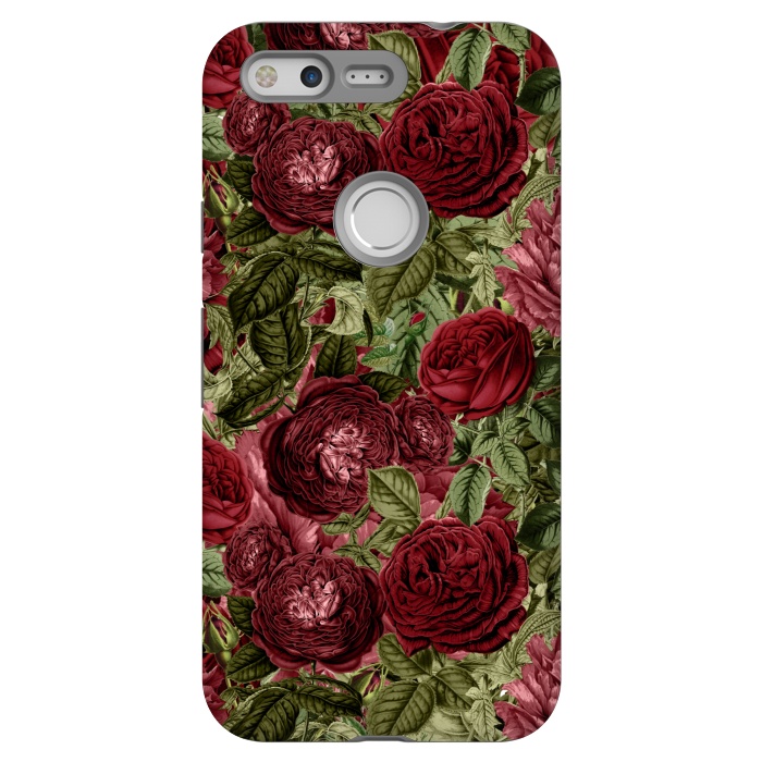 Pixel StrongFit Victorian Dark Red Vintage Roses by  Utart