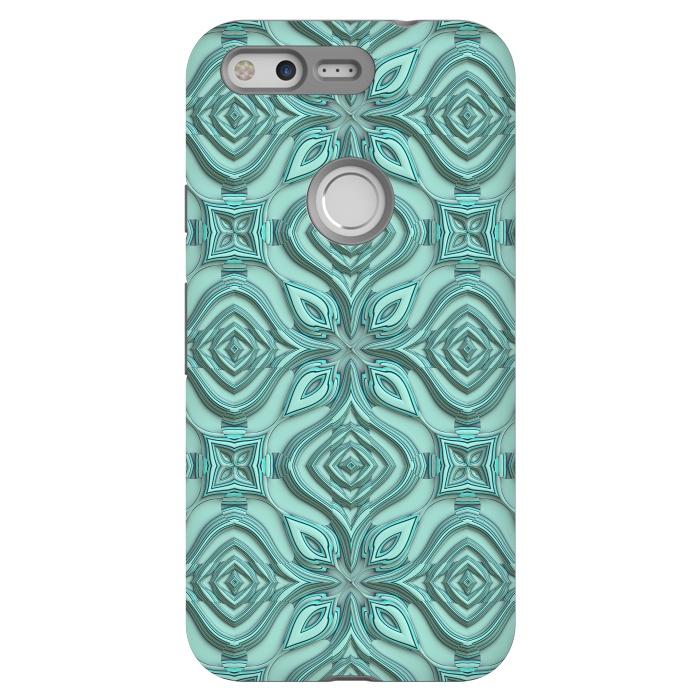 Pixel StrongFit Elegant Green Turquoise Ornament Pattern by Andrea Haase