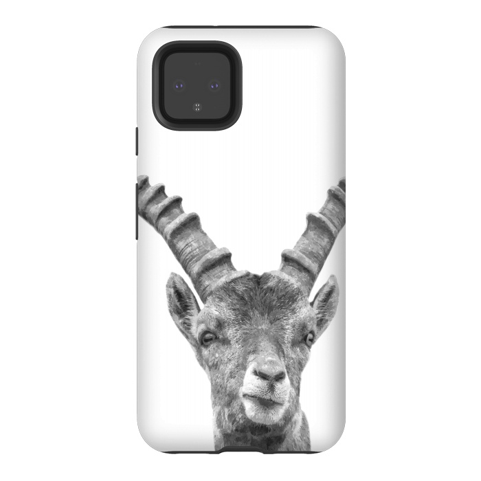 Pixel 4 StrongFit Black and White Capricorn by Alemi