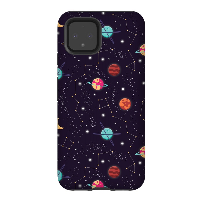 Pixel 4 StrongFit Universe with planets and stars seamless pattern, cosmos starry night sky 004 by Jelena Obradovic