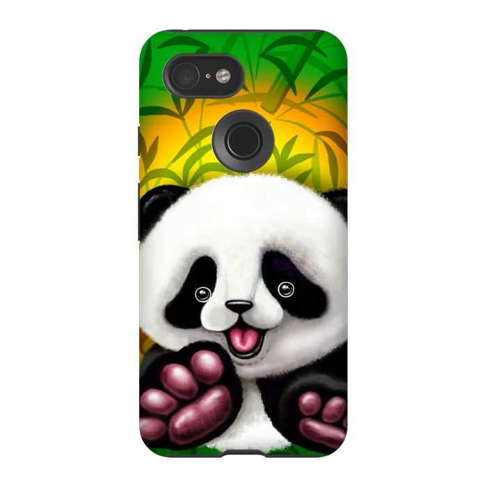 Pixel 3 StrongFit Panda Baby Bear Cute and Happy by BluedarkArt
