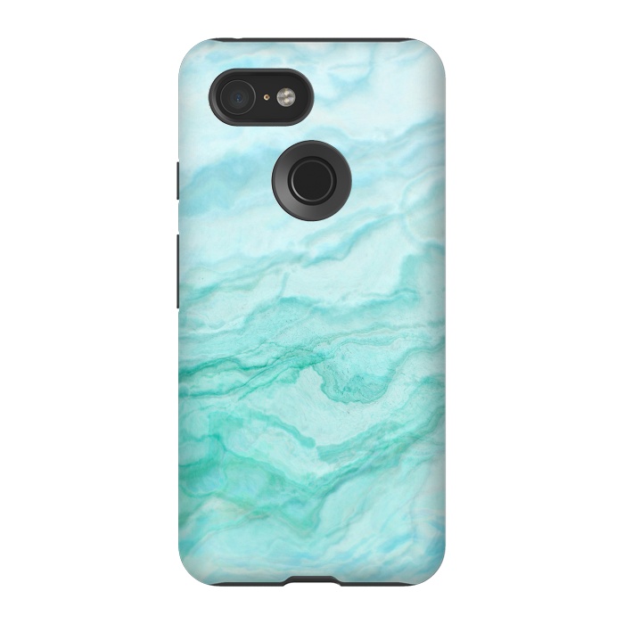 Pixel 3 StrongFit Teal and Turquoise Marble Ink by  Utart