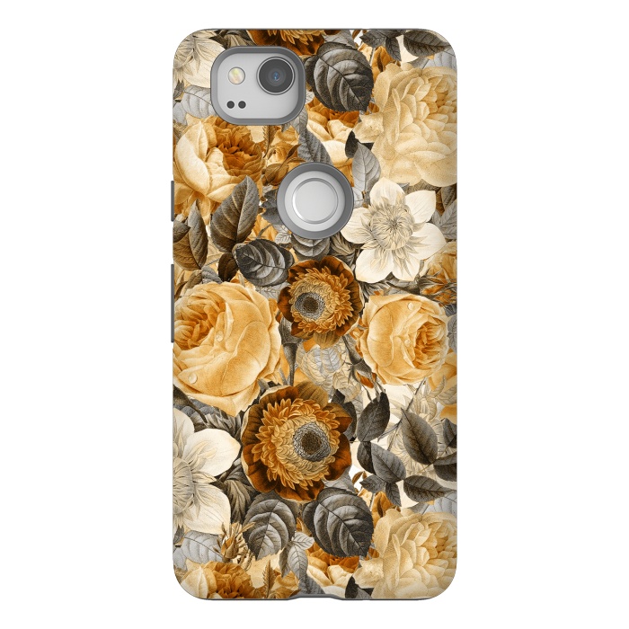 Pixel 2 StrongFit luxuriantly gold vintage floral pattern by  Utart