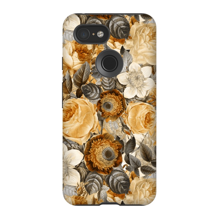 Pixel 3 StrongFit luxuriantly gold vintage floral pattern by  Utart