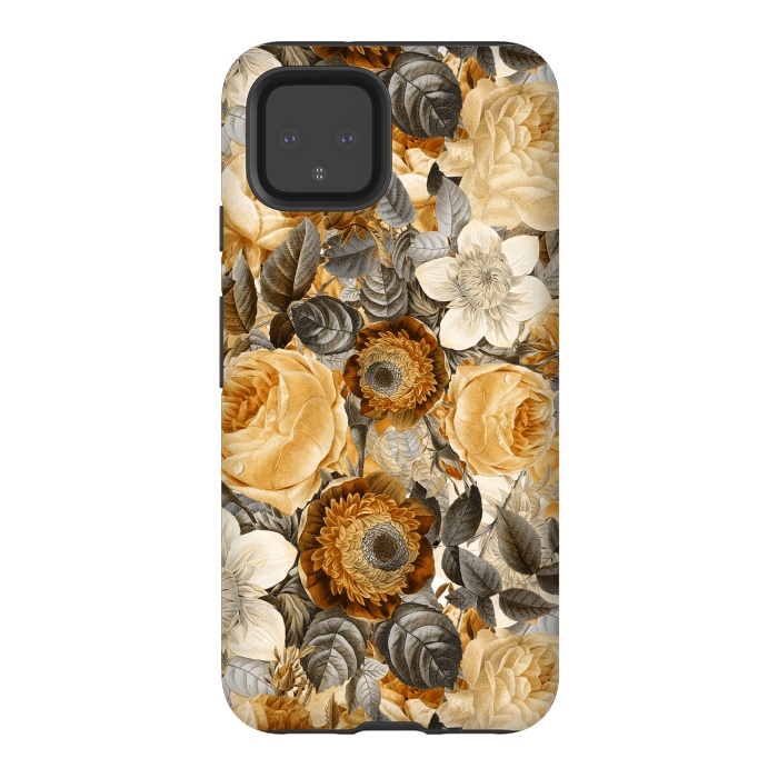 Pixel 4 StrongFit luxuriantly gold vintage floral pattern by  Utart