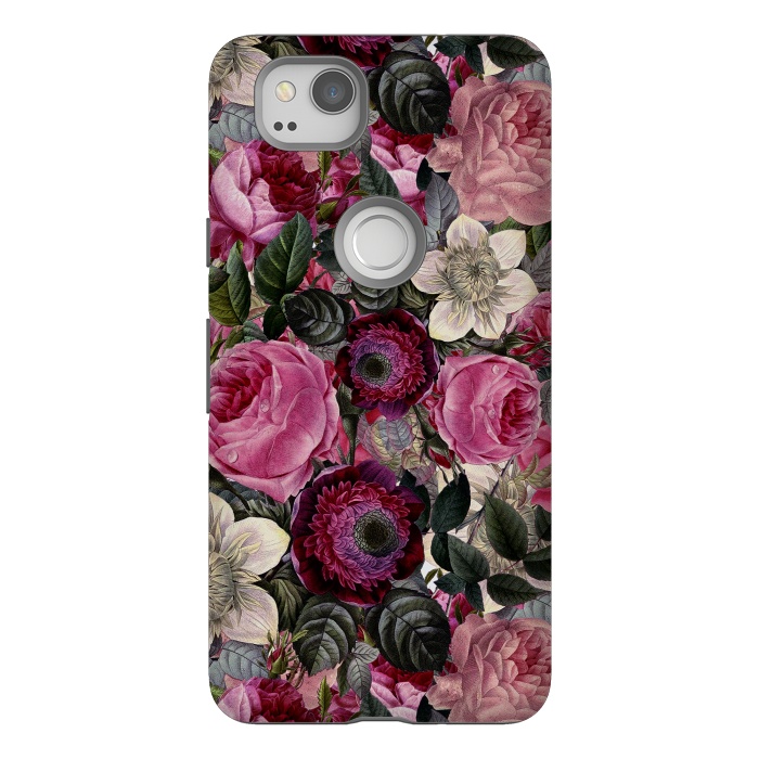 Pixel 2 StrongFit Purple and Pink Retro Flower Roses Pattern by  Utart