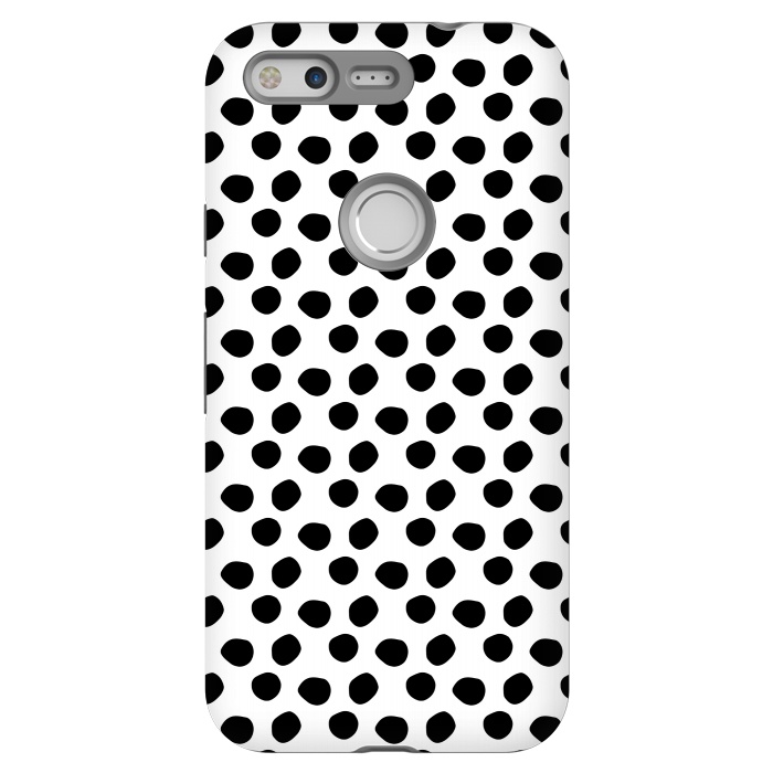 Pixel StrongFit Hand drawn black polka dots on white by DaDo ART