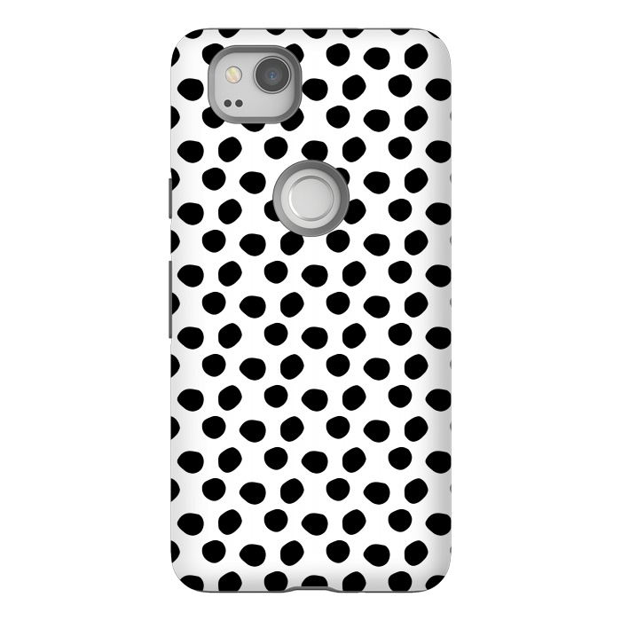 Pixel 2 StrongFit Hand drawn black polka dots on white by DaDo ART
