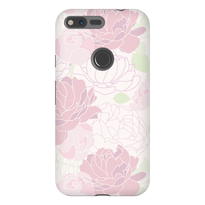 Pixel XL StrongFit Abstract Pink Peony Pattern by  Utart