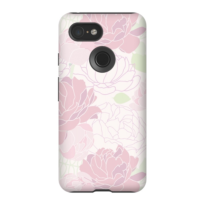 Pixel 3 StrongFit Abstract Pink Peony Pattern by  Utart