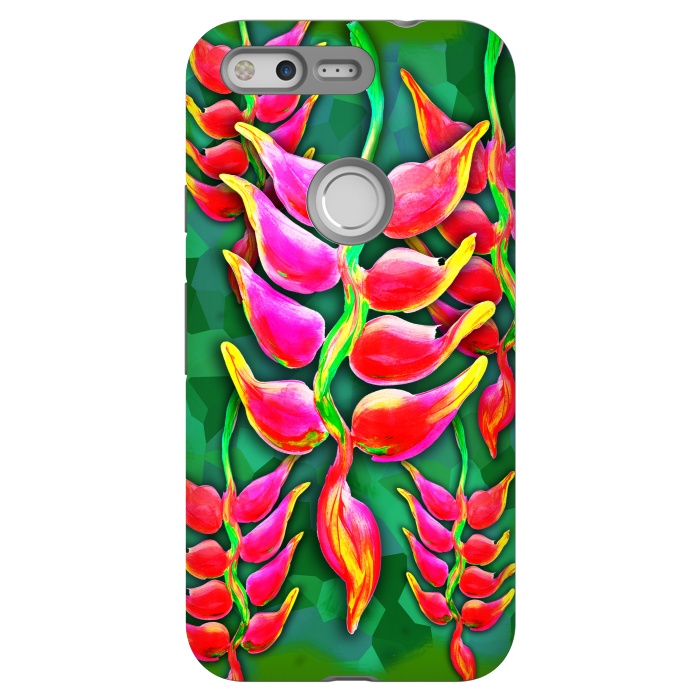 Pixel StrongFit Exotic Flowers Heliconia Pendula Bright Red  by BluedarkArt