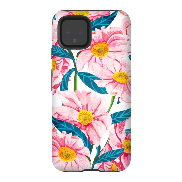 Pixel 4 StrongFit Pink Floral V2 by Uma Prabhakar Gokhale