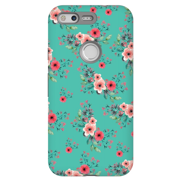Pixel StrongFit Flowers in Aquamarine by Rossy Villarreal