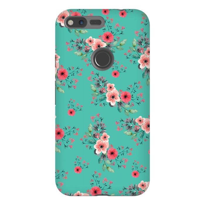 Pixel XL StrongFit Flowers in Aquamarine by Rossy Villarreal