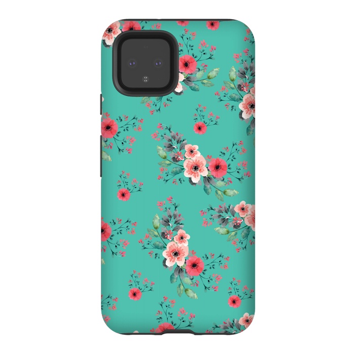Pixel 4 StrongFit Flowers in Aquamarine by Rossy Villarreal
