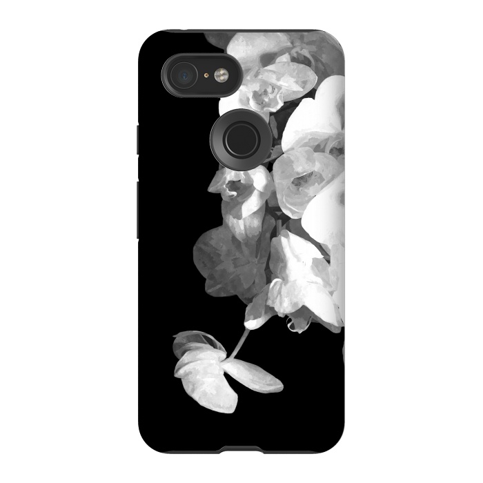 Pixel 3 StrongFit White Orchids Black Background by Alemi