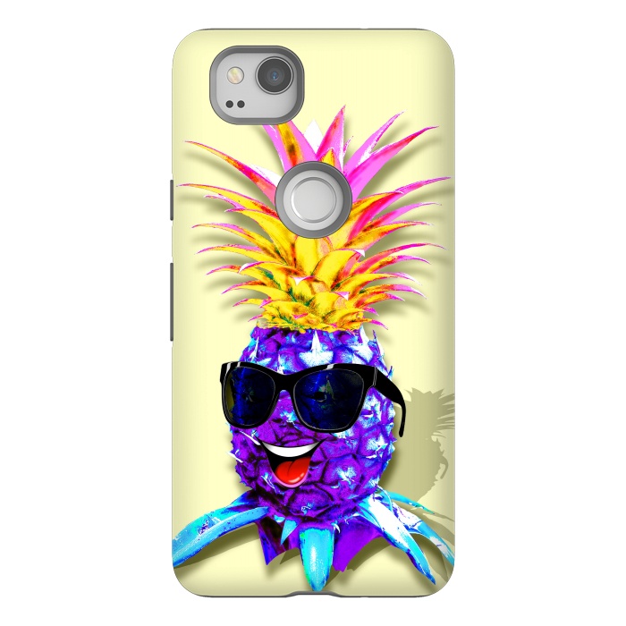 Pixel 2 StrongFit Pineapple Ultraviolet Happy Dude with Sunglasses  by BluedarkArt