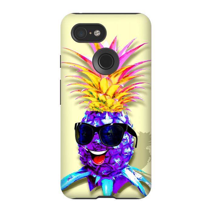 Pixel 3 StrongFit Pineapple Ultraviolet Happy Dude with Sunglasses  by BluedarkArt